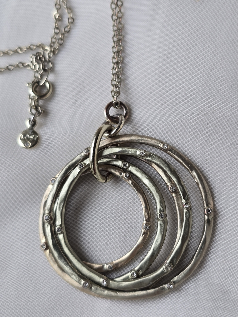 LOFT Silver Multi-Ring Crystal Accent Necklace